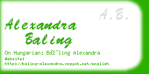 alexandra baling business card